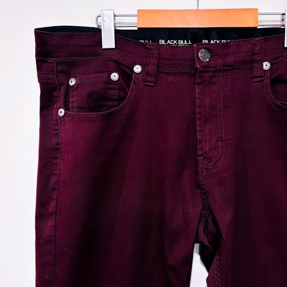 BLACK BULL Burgundy stretch pants men | Slim classic style | Size 36. * - Picture 5 of 10